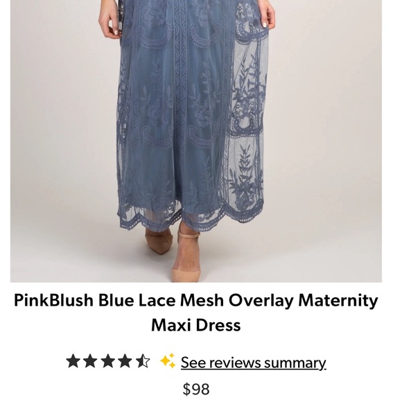 Pink blush Maternity Blue Lace Mesh Overlay Maxi Dress - Picture 2 of 2